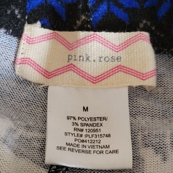 Pink Rose Holiday Tights Reindeer Print Leggings Women's Size Medium - Picture 7 of 10